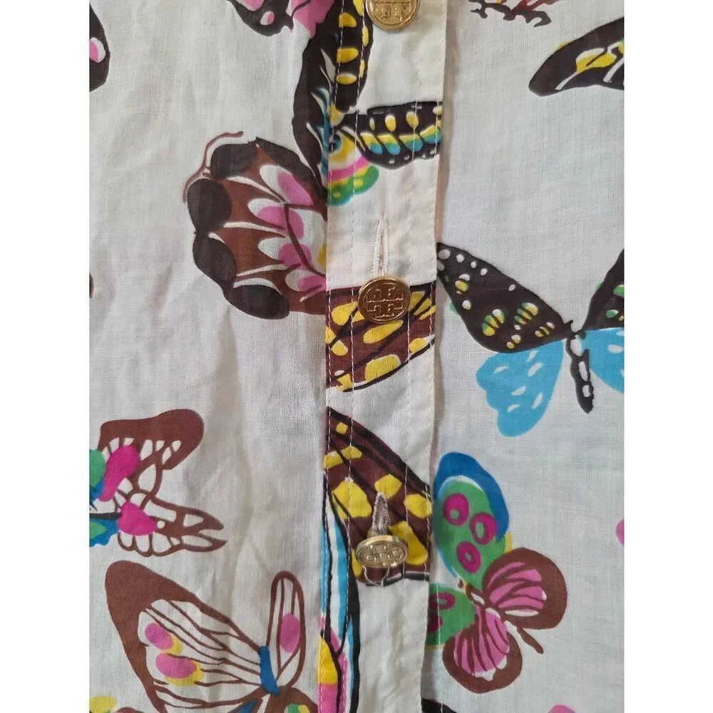 Tory Burch Butterfly Print Button Down Shirt 6